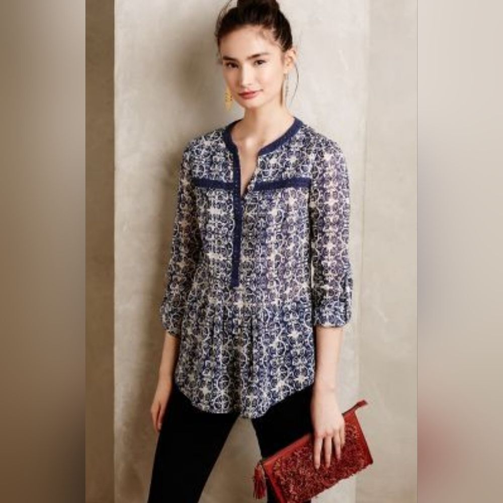 Anthropologie Maeve abella pintuck blouse 10
